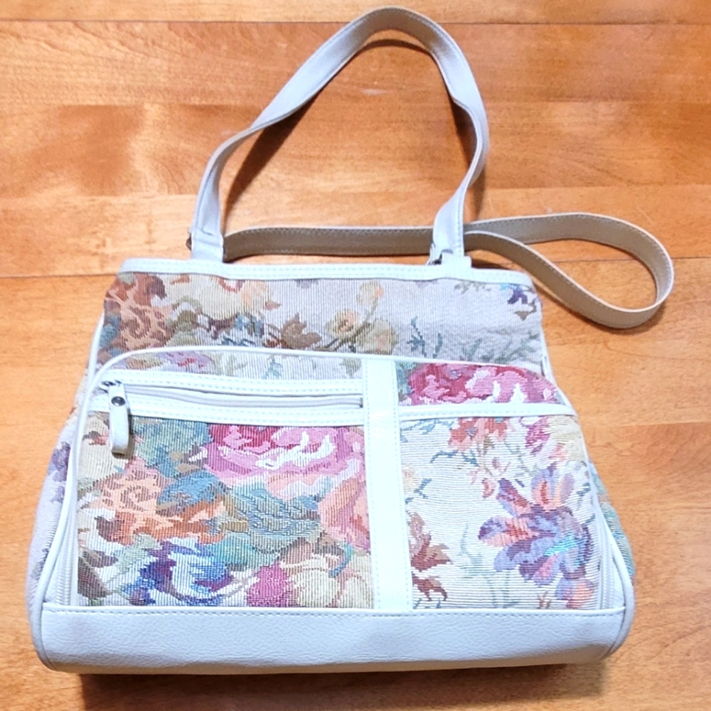 💚 Vintage Vinyl and Tweed Patterned Shoulder Bag